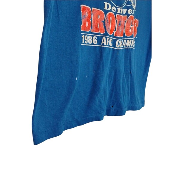Denver Broncos Blue Graphic T Shirt Short‎ Sleeve Vintage 1987 Super Bowl XXI XL - Picture 5 of 9